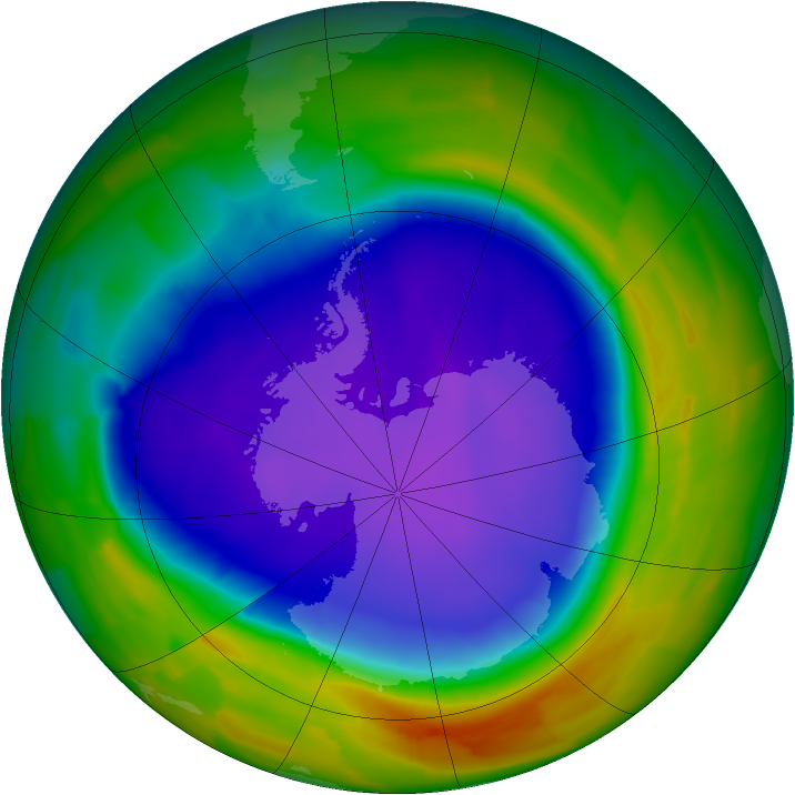 Antarctic ozone map for 04 October 2011